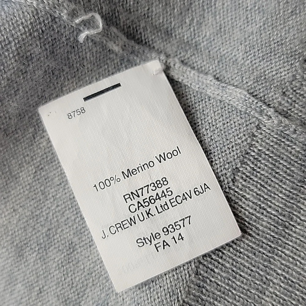 J.CREW 100% Wool Light Gray 3/4 Sleeve Preppy Office Capsule‎ Crewneck Sweater L